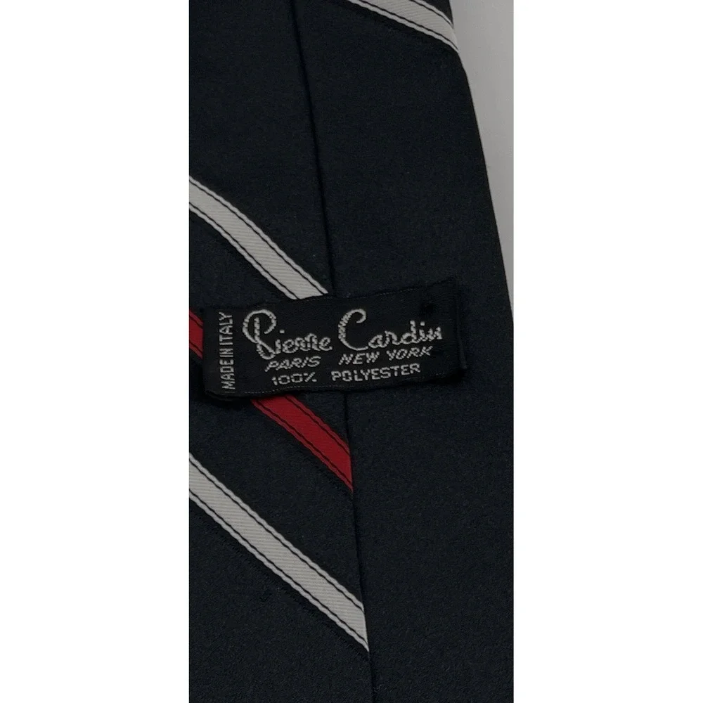 VTG Pierre Cardin Tie Paris New York Pinstripe Italy Polyester 2.8